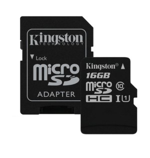 Kingston microSDHC 16GB Canvas Select Class 10 UHS-I U1 + SD-адаптер (SDCS/16GB) 