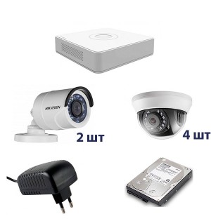 Комплект видеонаблюдения Hikvision KIT 2U+4V2MP